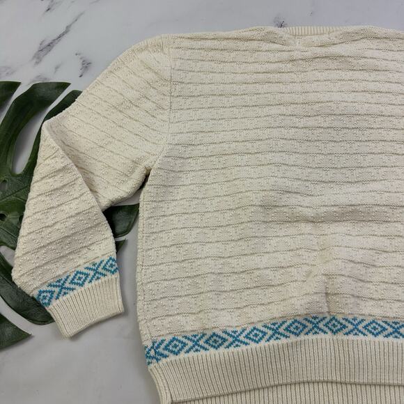 Cabelas Womens Vintage Y2k Western Sweater Size M Cream Blue Embroidered Cowgirl - Picture 11 of 12